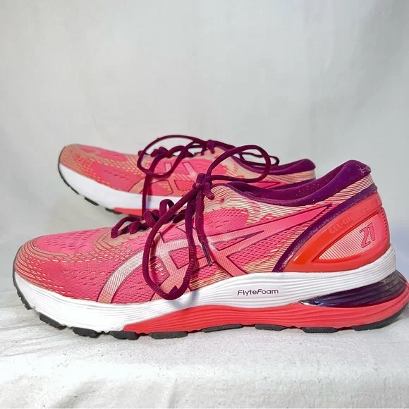 Asics Gel Nimbus 21 Nimbus Womens Size 11 Pink Flyte Foam Sneakers Running Shoes - Picture 1 of 6